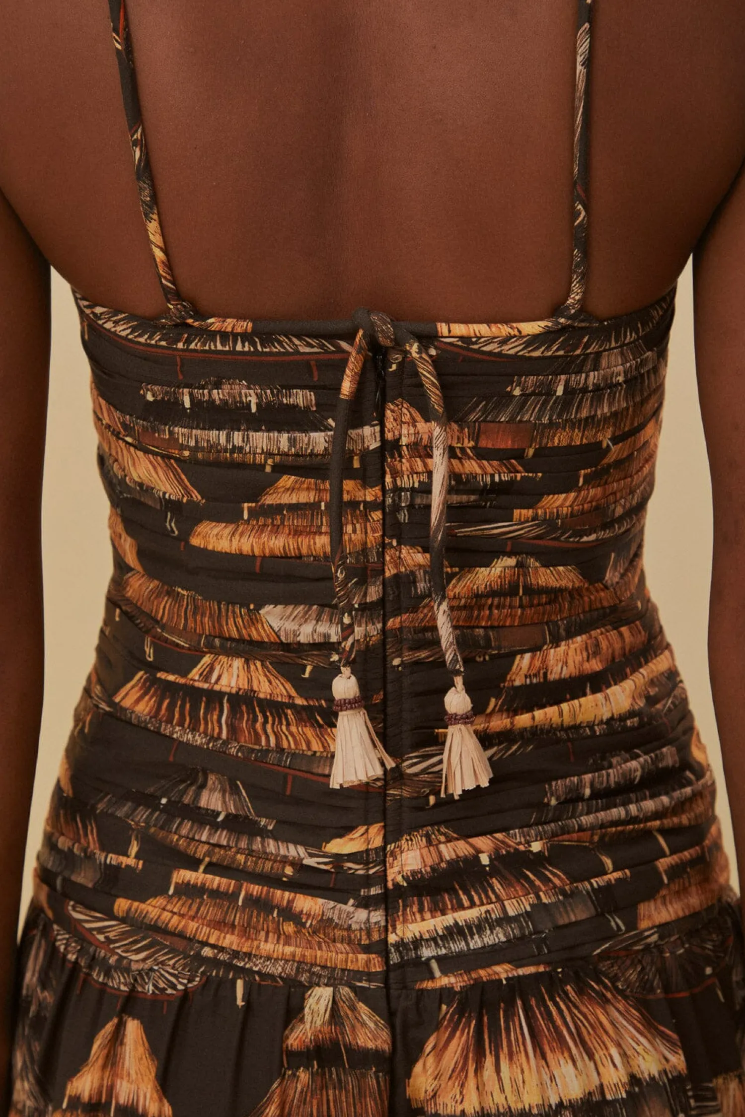 FARM Rio BROWN SHUHU MAXI DRESS SLEEVELESS