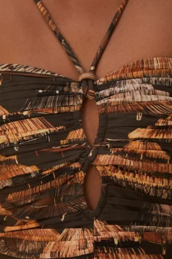 FARM Rio BROWN SHUHU MAXI DRESS SLEEVELESS