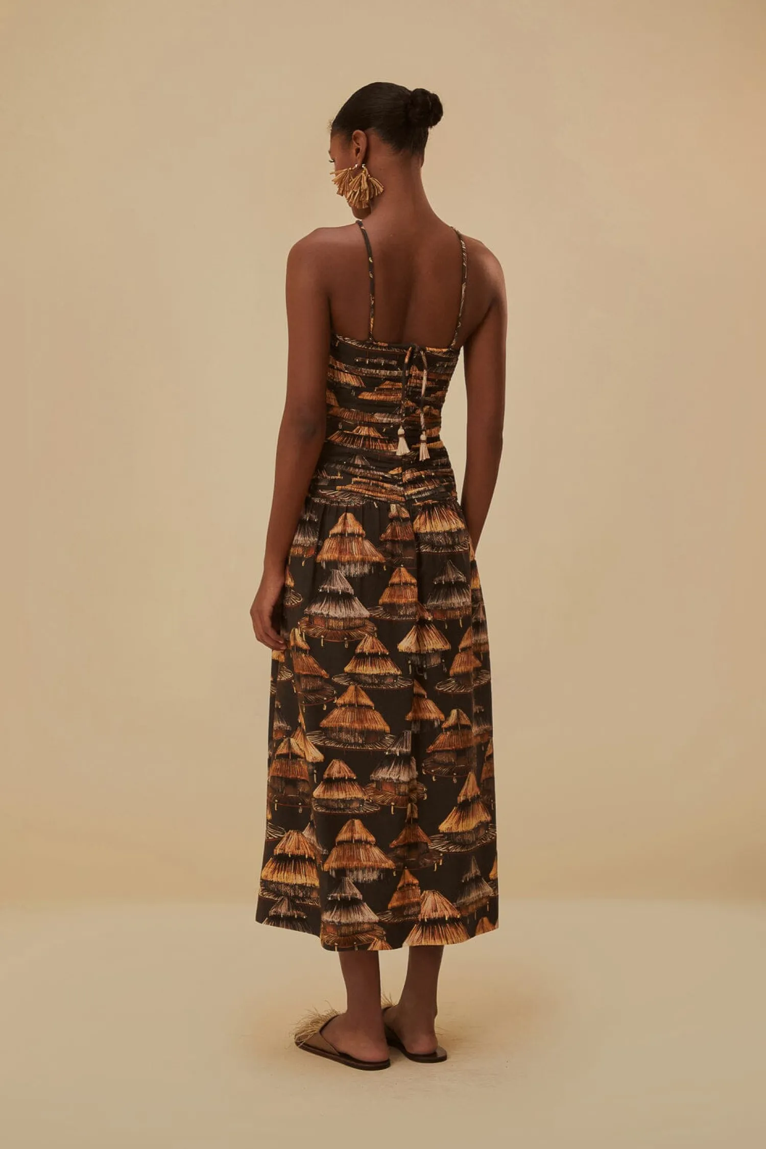 FARM Rio BROWN SHUHU MAXI DRESS SLEEVELESS