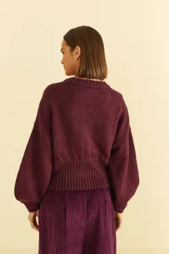 FARM Rio BURGUNDY BUBBLE KNIT CARDIGAN