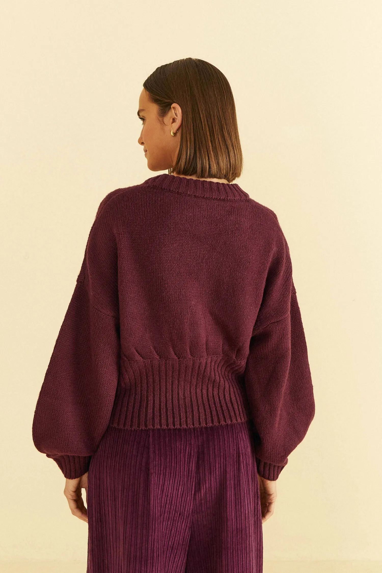 FARM Rio BURGUNDY BUBBLE KNIT CARDIGAN