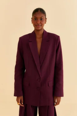 FARM Rio BURGUNDY STRAIGHT BLAZER