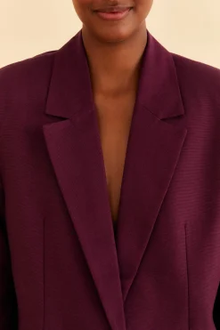 FARM Rio  BURGUNDY STRAIGHT BLAZER