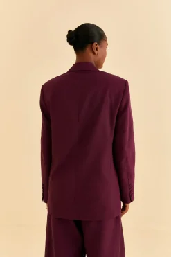 FARM Rio  BURGUNDY STRAIGHT BLAZER