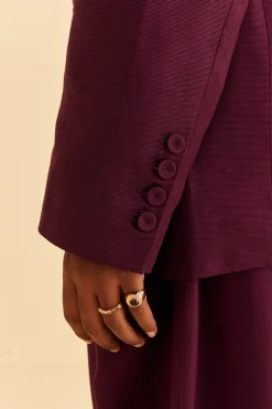 FARM Rio  BURGUNDY STRAIGHT BLAZER