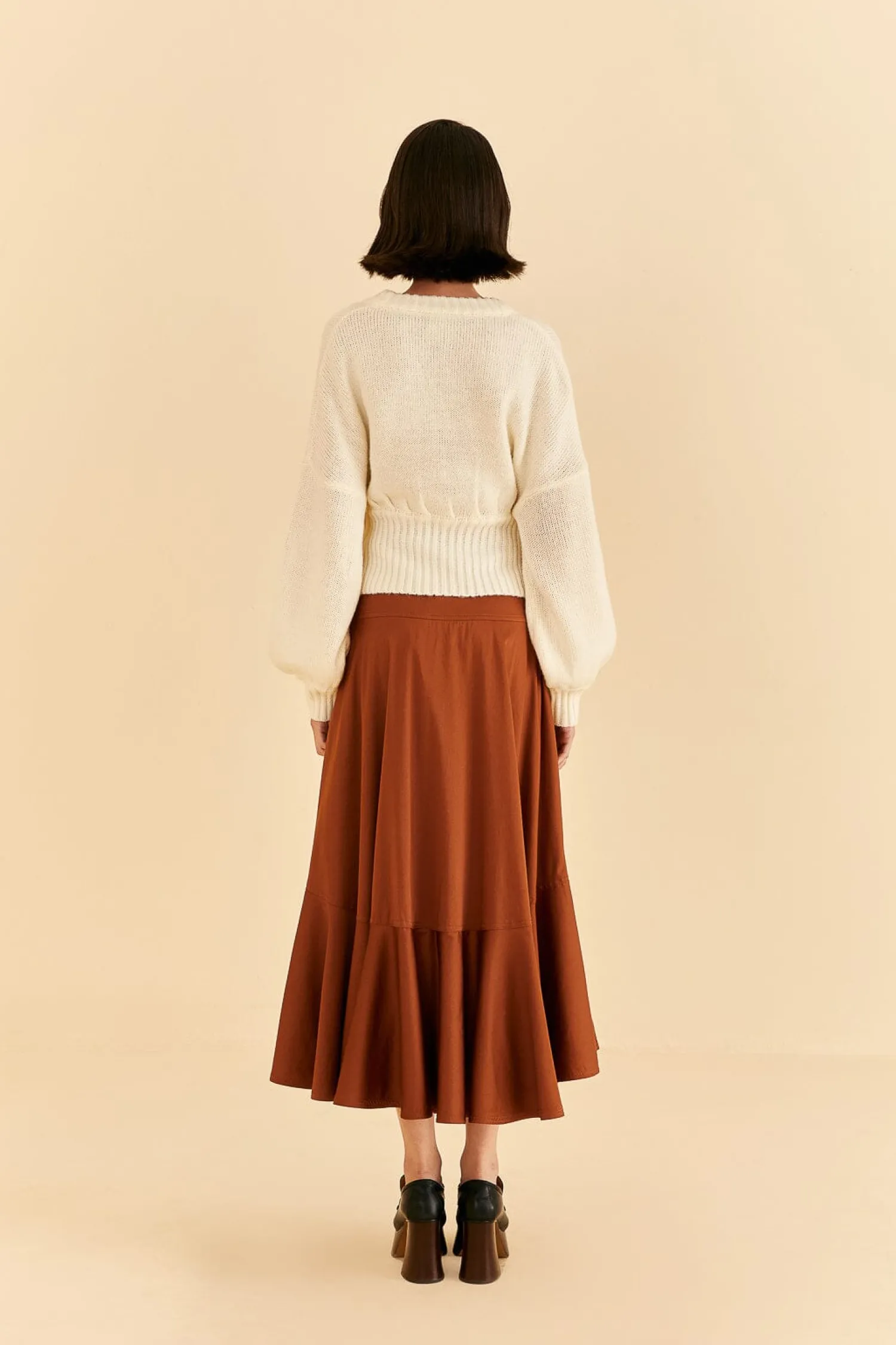 FARM Rio CARAMEL RUFFLE MAXI SKIRT