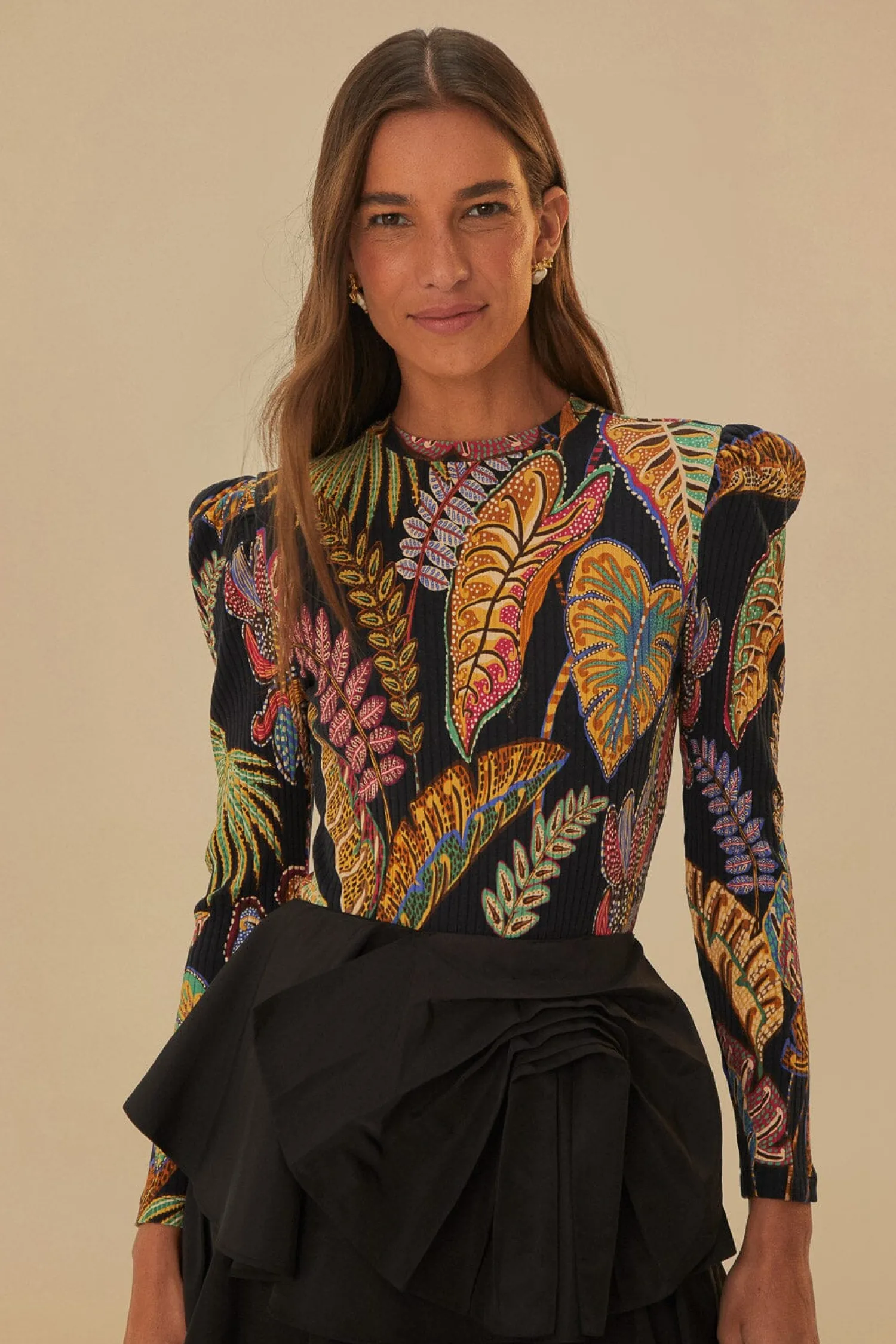 FARM Rio COOL FOLIAGE BLACK BODYSUIT