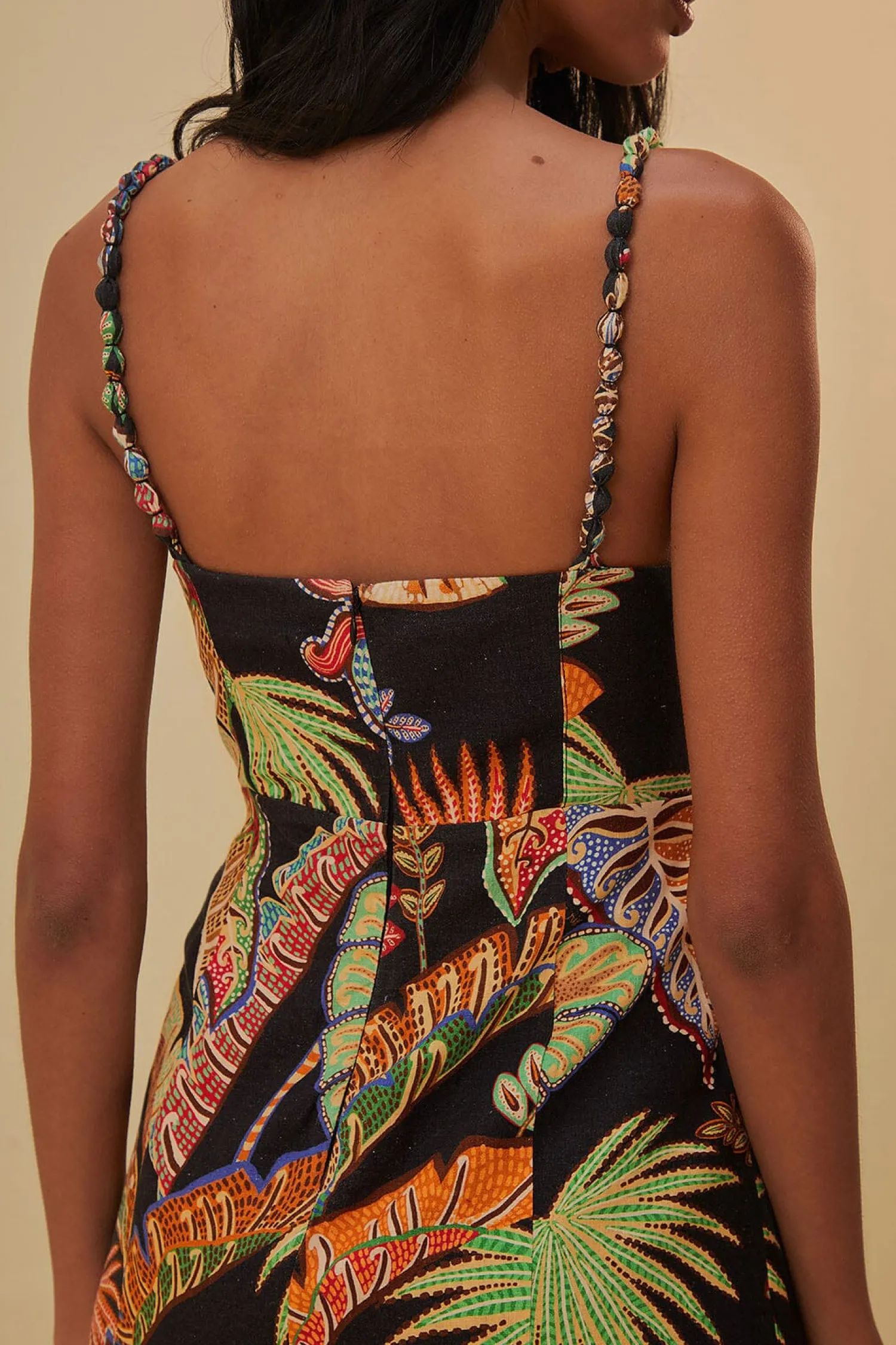 FARM Rio COOL FOLIAGE BLACK MINI DRESS