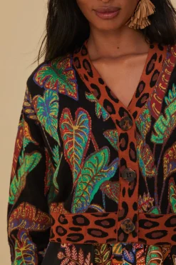 FARM Rio  COOL FOLIAGE CROPPED KNIT CARDIGAN