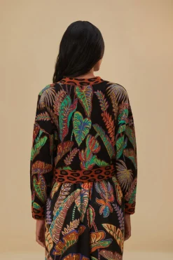 FARM Rio  COOL FOLIAGE CROPPED KNIT CARDIGAN
