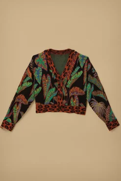 FARM Rio  COOL FOLIAGE CROPPED KNIT CARDIGAN