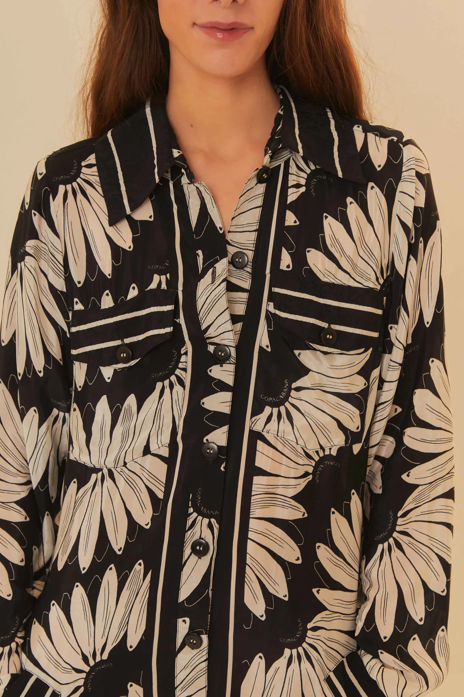 FARM Rio COPABANANA BLACK CHEMISE DRESS