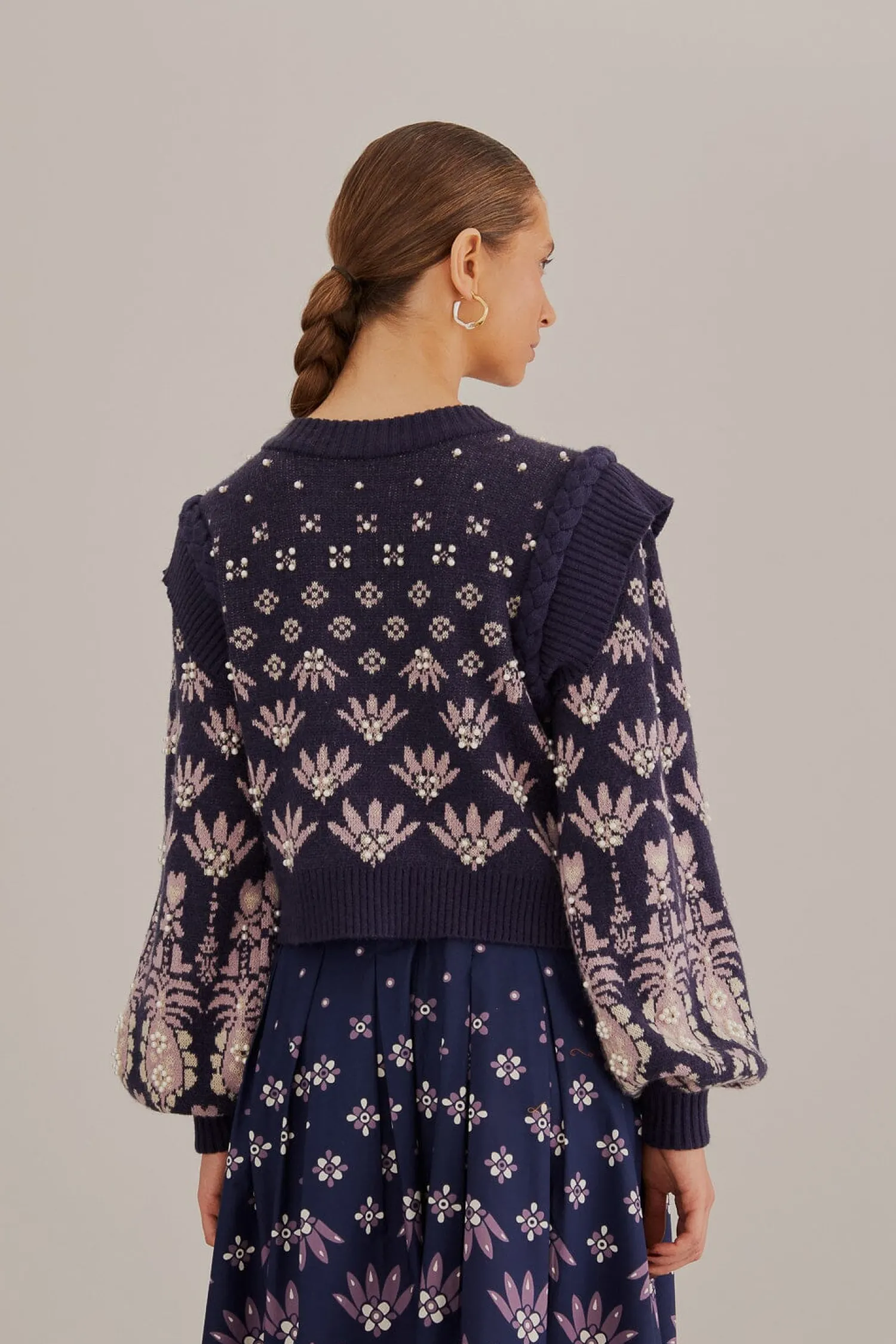 FARM Rio DARK BLUE AINIKA MARTINA KNIT SWEATER