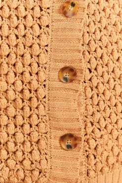 FARM Rio  DARK SAND HANDMADE DOTS CARDIGAN