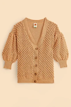 FARM Rio  DARK SAND HANDMADE DOTS CARDIGAN