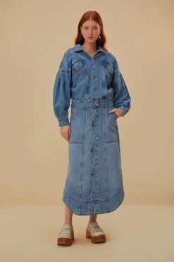 FARM Rio  DENIM WAVE SKIRT