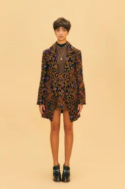 FARM Rio  EMBROIDERED CORDUROY MINI SKIRT