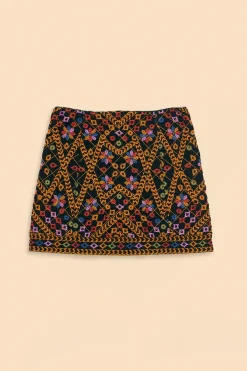 FARM Rio  EMBROIDERED CORDUROY MINI SKIRT