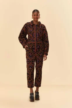 FARM Rio EMBROIDERED LONG SLEEVE JUMPSUIT