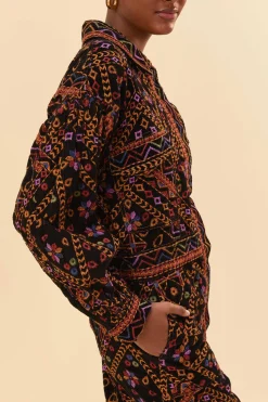 FARM Rio  EMBROIDERED LONG SLEEVE JUMPSUIT