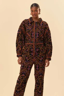 FARM Rio  EMBROIDERED LONG SLEEVE JUMPSUIT