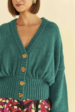 FARM Rio  EMERALD BUBBLE KNIT CARDIGAN