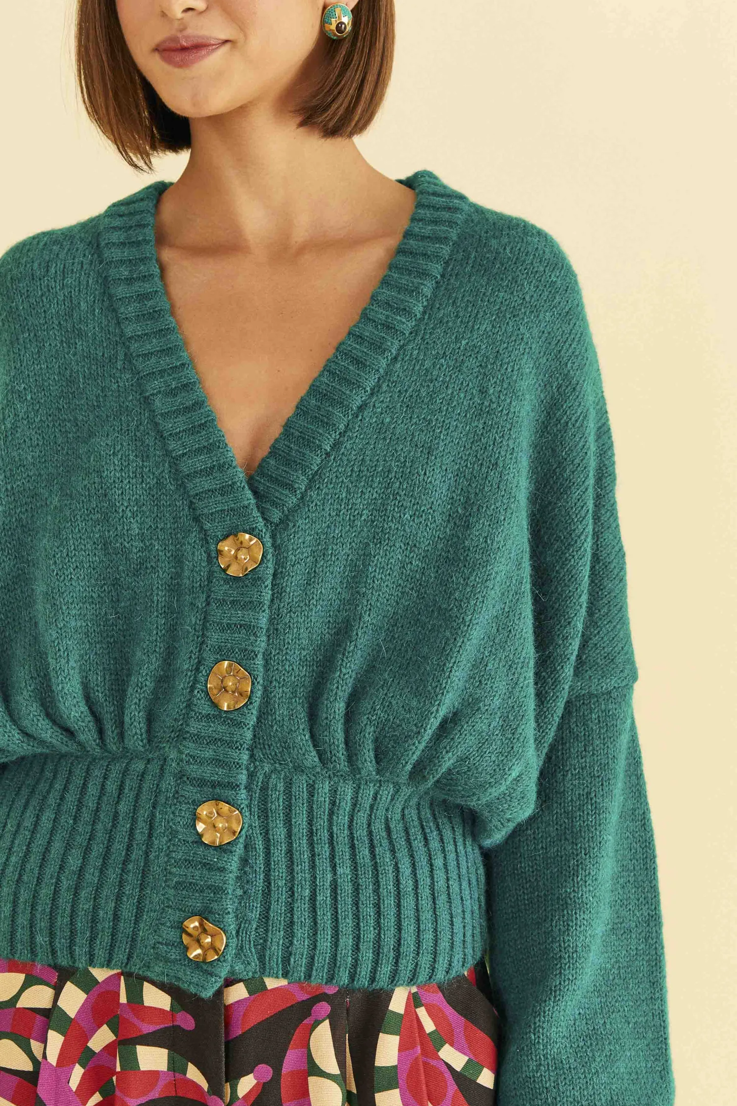 FARM Rio EMERALD BUBBLE KNIT CARDIGAN
