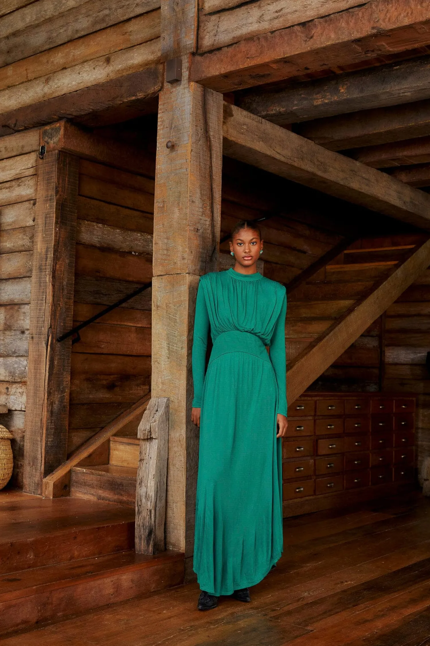 FARM Rio EMERALD HIGH NECK MAXI DRESS