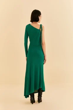 FARM Rio  EMERALD ONE SHOULDER MIDI DRESS
