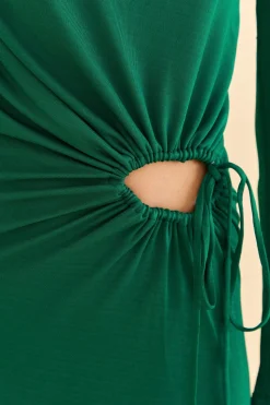 FARM Rio  EMERALD ONE SHOULDER MIDI DRESS