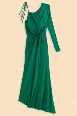 FARM Rio  EMERALD ONE SHOULDER MIDI DRESS