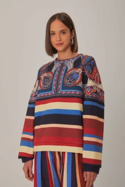 FARM Rio  ENERGY SCARF MIXED PRINT SWEATSHIRT