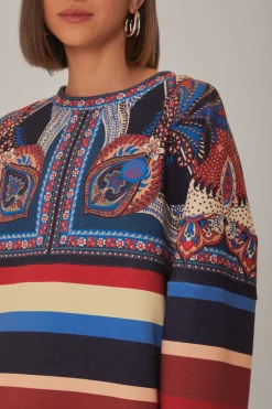 FARM Rio  ENERGY SCARF MIXED PRINT SWEATSHIRT