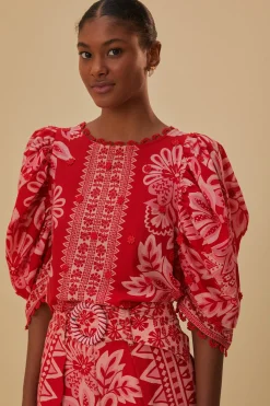 FARM Rio FLORA TAPESTRY RED BLOUSE