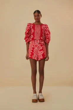 FARM Rio  FLORA TAPESTRY RED BLOUSE
