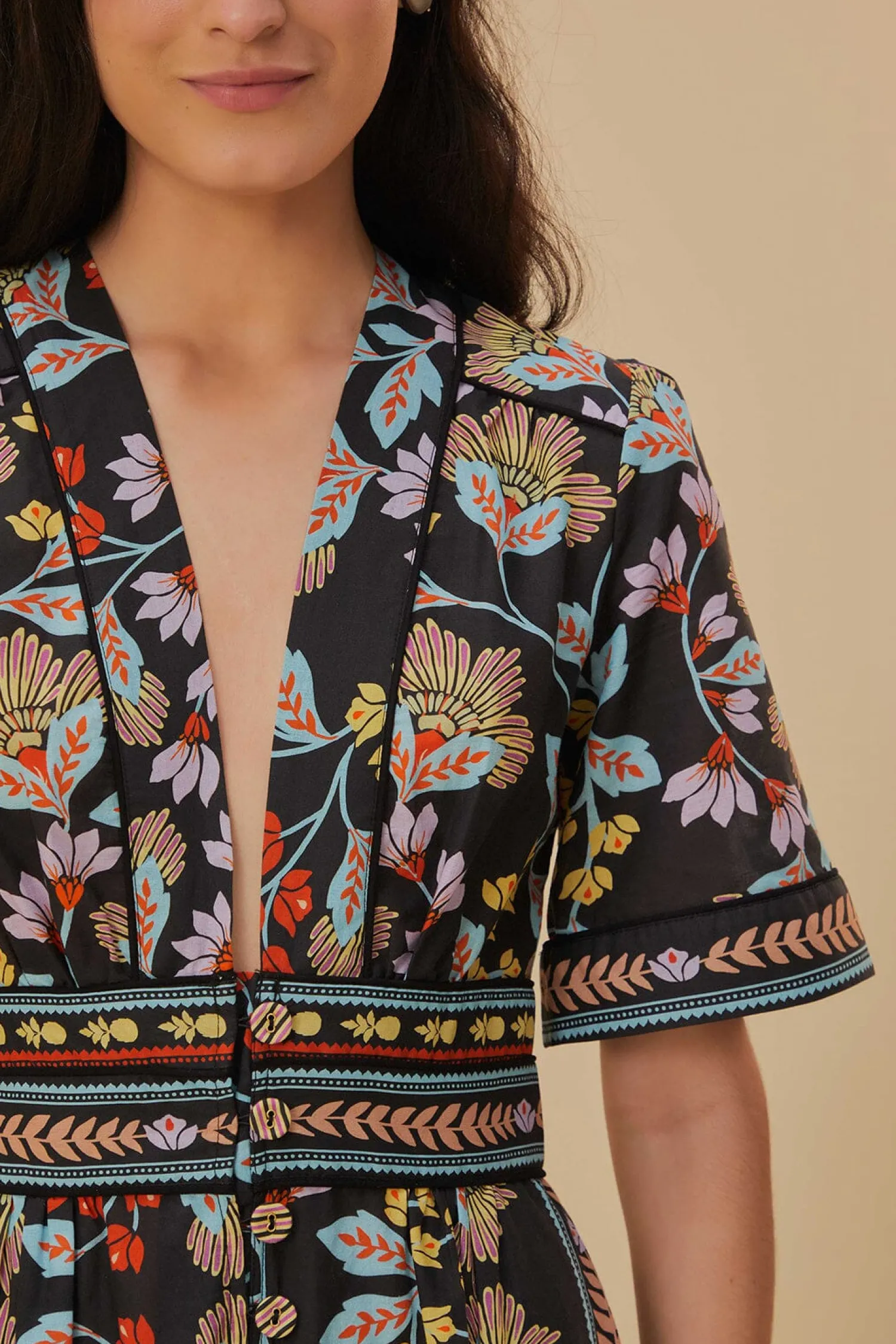 FARM Rio FLOWERY BLACK JUMPSUIT