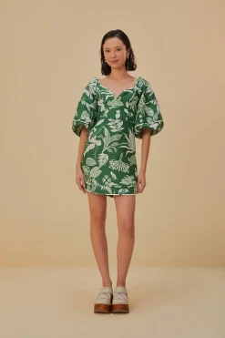 FARM Rio FOREST SOUL GREEN SHORT SLEEVE MINI DRESS