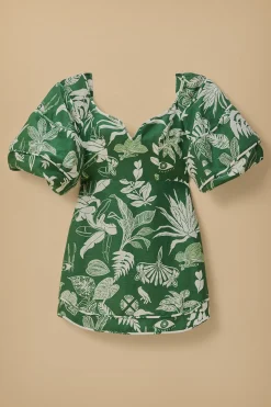 FARM Rio  FOREST SOUL GREEN SHORT SLEEVE MINI DRESS