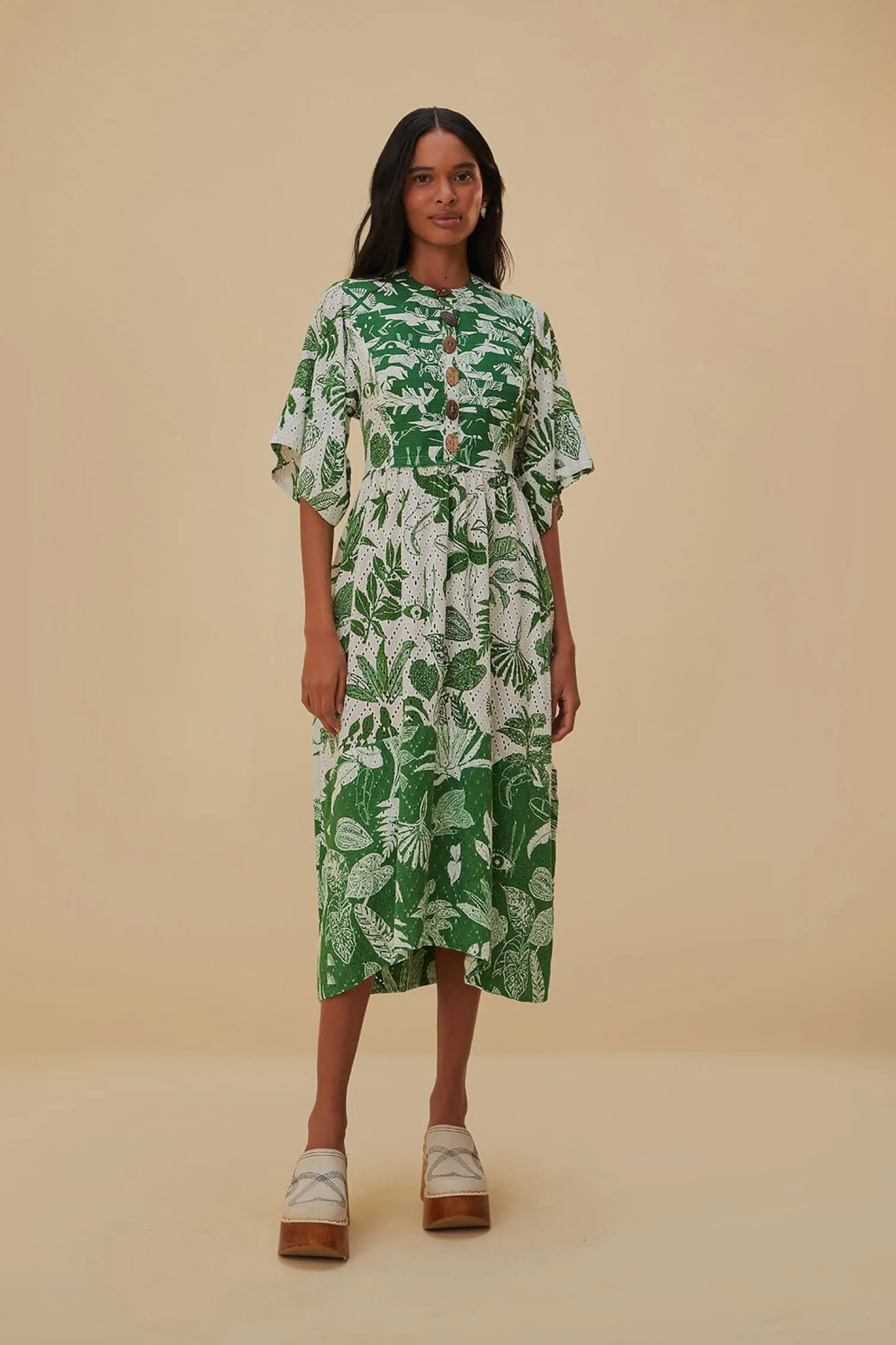 FARM Rio FOREST SOUL SHORT SLEEVE MIDI DRESS