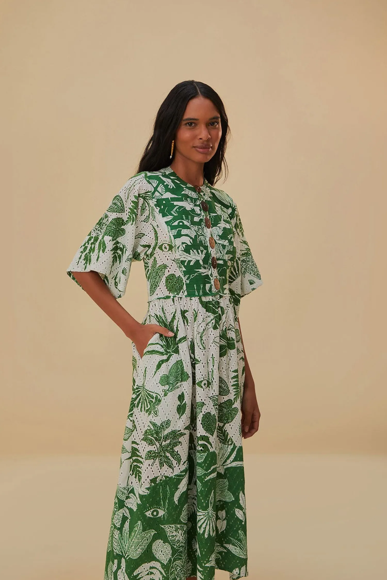 FARM Rio FOREST SOUL SHORT SLEEVE MIDI DRESS