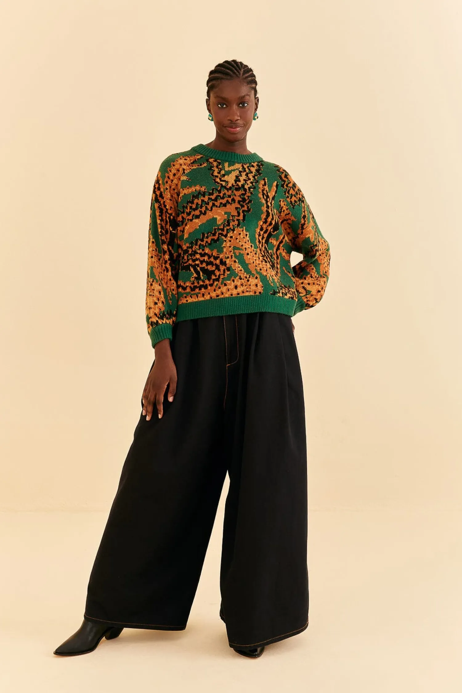 FARM Rio GREEN CROCO KNIT SWEATER
