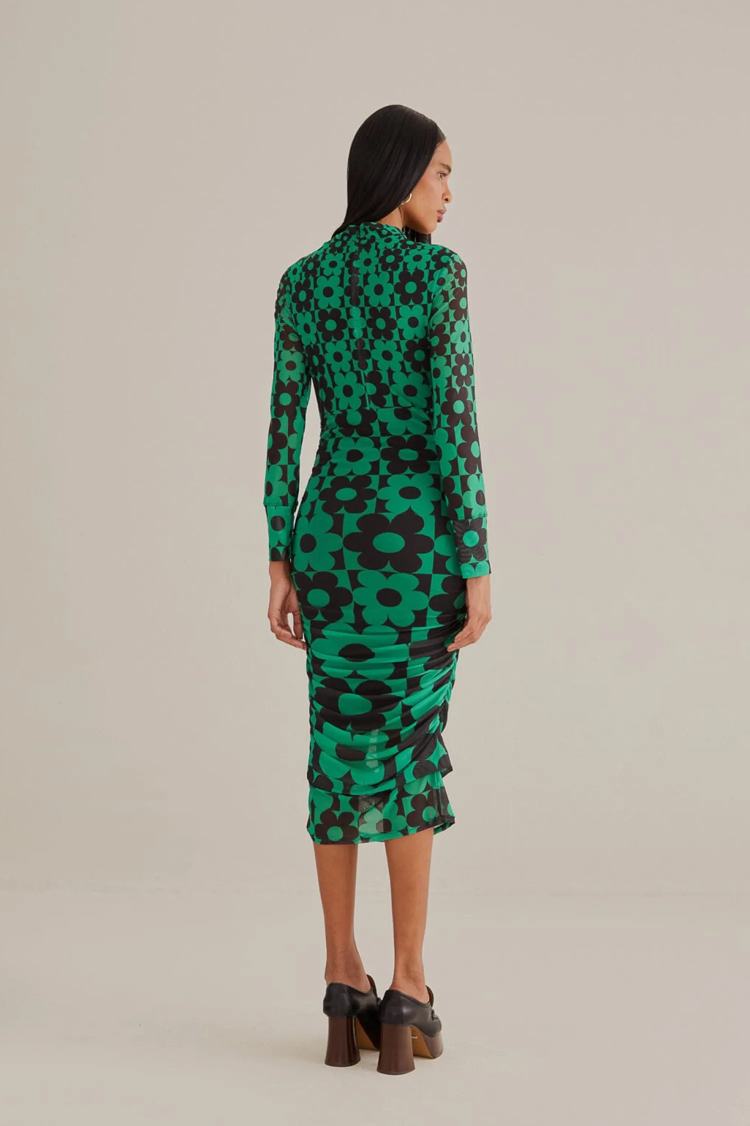 FARM Rio GREEN LOVEDAISY TULLE MIDI DRESS