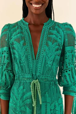 FARM Rio  GREEN MORADA BOA GUIPURE DRESS