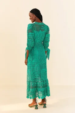 FARM Rio  GREEN MORADA BOA GUIPURE DRESS