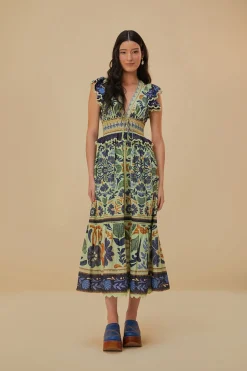 FARM Rio GREEN OCEAN TAPESTRY MAXI DRESS