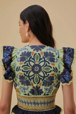 FARM Rio  GREEN OCEAN TAPESTRY MAXI DRESS