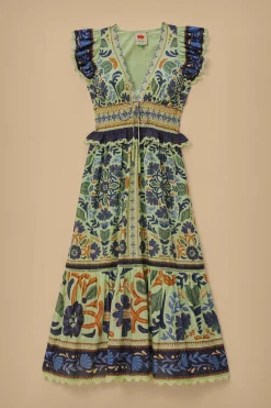 FARM Rio  GREEN OCEAN TAPESTRY MAXI DRESS
