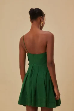 FARM Rio  GREEN ONE SHOULDER LEA MINI DRESS