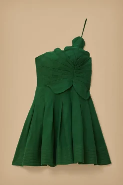 FARM Rio  GREEN ONE SHOULDER LEA MINI DRESS