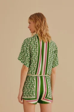 FARM Rio  GREEN PINEAPPLE SCARF SHORTS